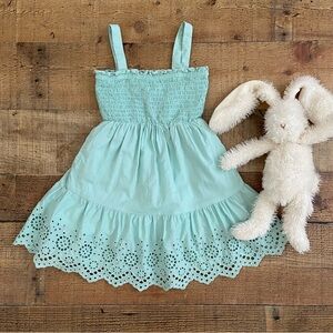 GAP BABY Mint Green Smocked Eyelet Dress with POCKETS